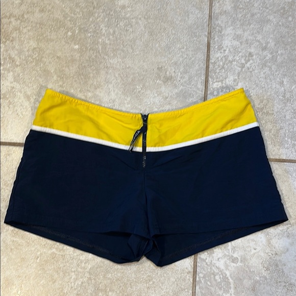 Y2K Nautical Colorblock Low Rise Board-shorts Micro Shorts S Cover Up Zipper - Picture 1 of 6